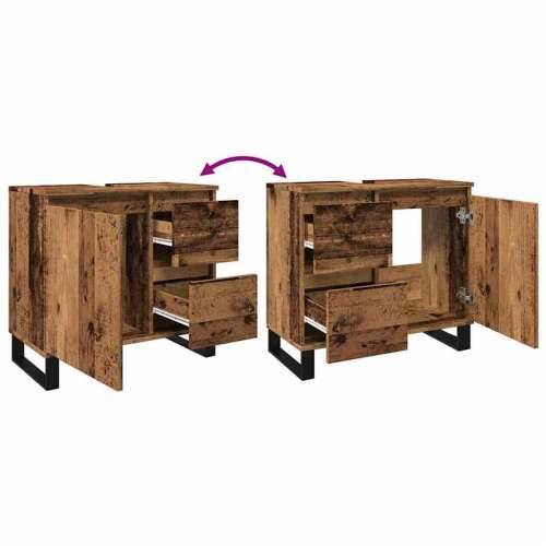 Kupaonski ormarić za Lavabo - Umivaonik boja drva 65 x 33 x 60 cm drveni - Staro drvo 1 Cijena