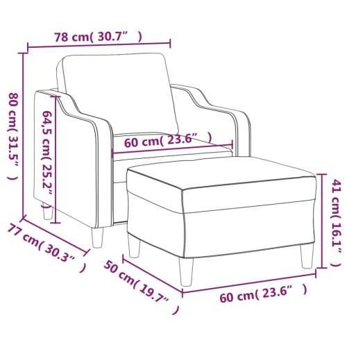 Fotelja s tabureom tamnosiva 60 cm od tkanine - Tamno siva Cijena
