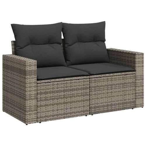 Vrtna garnitura - 7-dijelni set vrtnih sofa sivi od poliratana - Siva sa spremištem 6 Cijena
