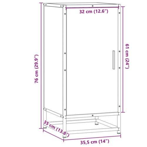Komoda boja hrasta 35,5x35x76 cm konstruirano drvo i metal - Dimljeni hrast 1 Cijena
