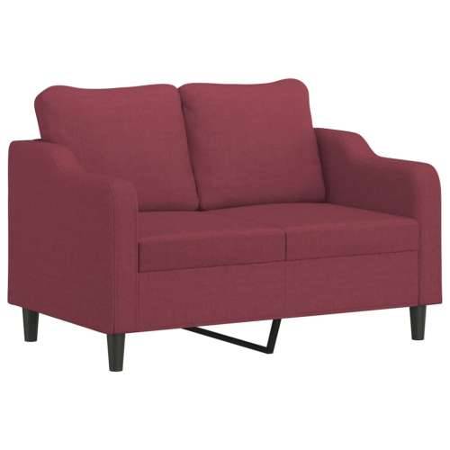 4-dijelni set sofa s jastucima crvena boja vina od tkanine - boja crnog vina s jastučićima i tabureom Cijena