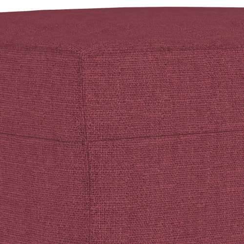 4-dijelni set sofa s jastucima crvena boja vina od tkanine - boja crnog vina s jastučićima i tabureom Cijena