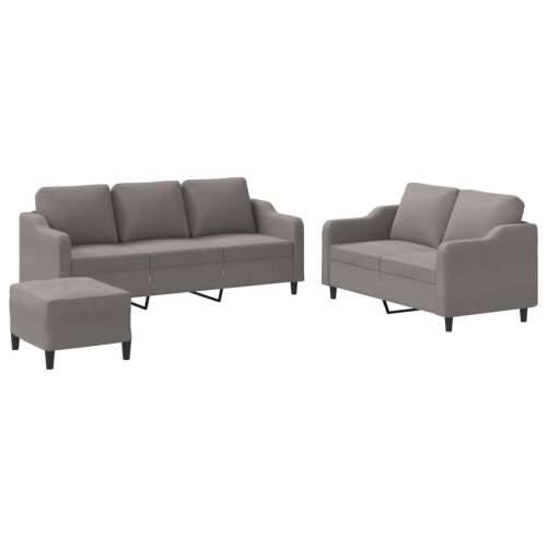 3-dijelni set sofa s jastucima smeđesivi od tkanine - Sivo-smeđa s jastučićima i tabureom Cijena