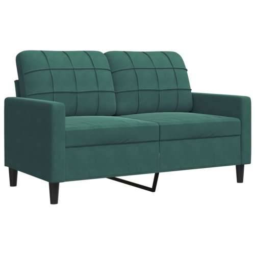 3-dijelni set sofa s jastucima tamnozeleni baršunasti - Tamnozelena S osloncem za noge Cijena