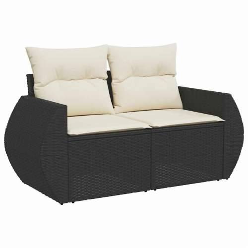 Vrtna garnitura - 9-dijelni set vrtnih sofa s jastucima crni od poliratana - Crna i krem sa spremištem 1 Cijena