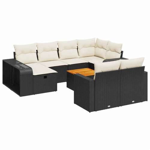 Vrtna garnitura - 11-dijelni set vrtnih sofa od poliratana s jastucima crni Cijena