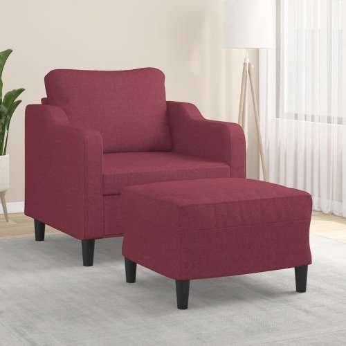 Fotelja s tabureom crvena boja vina 60 cm od tkanine - boja crnog vina Cijena