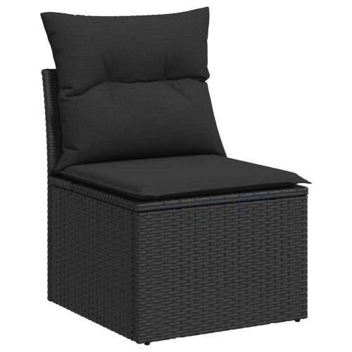 Vrtna garnitura - 9-dijelni set vrtnih sofa s jastucima crni od poliratana - Crna sa spremištem 1 Cijena