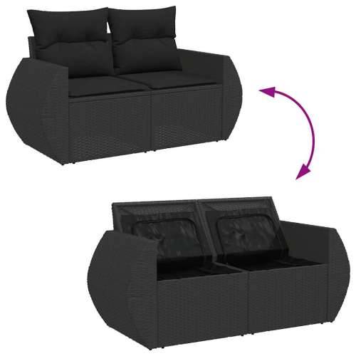 Vrtna garnitura - 9-dijelni set vrtnih sofa s jastucima crni od poliratana - Crna sa spremištem 1 Cijena
