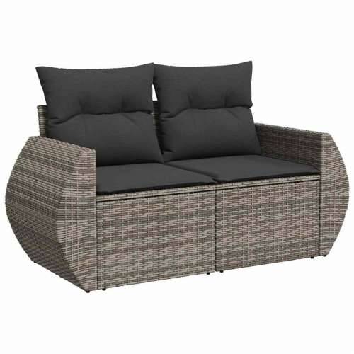 Vrtna garnitura - 9-dijelni set vrtnih sofa od poliratana s jastucima sivi - Siva sa spremištem 1 Cijena