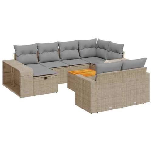 Vrtna garnitura - 11-dijelni set vrtnih sofa od poliratana s jastucima bež Cijena
