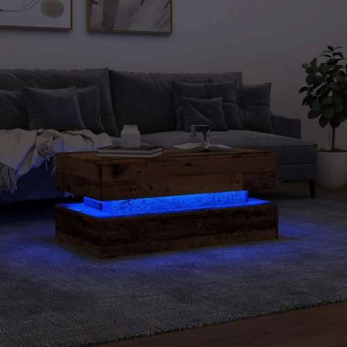 Stolić za kavu s LED svjetlima boja starog drva 90 x 50 x 40 cm - Staro drvo 1 90 cm Cijena