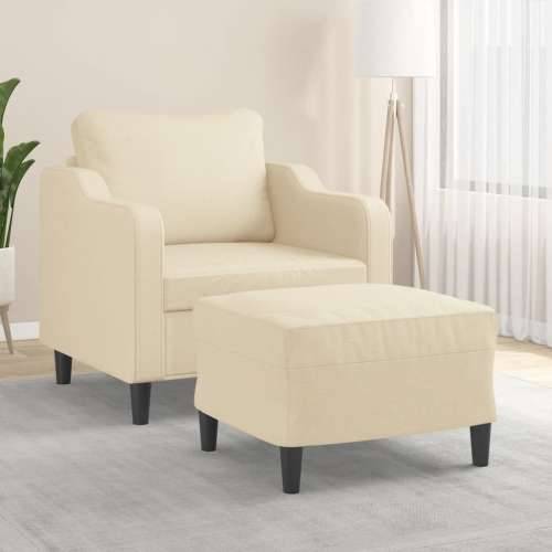 Fotelja s tabureom krem 60 cm od tkanine - Krema Cijena
