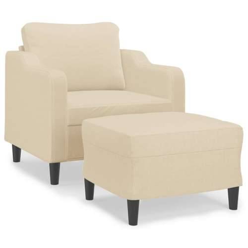 Fotelja s tabureom krem 60 cm od tkanine - Krema Cijena