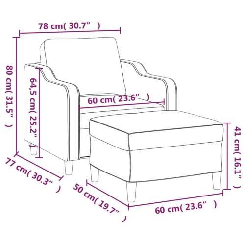 Fotelja s tabureom krem 60 cm od tkanine - Krema Cijena