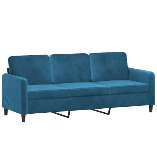 Trosjed s tabureom plavi 180 cm baršunasti - Plava Cijena
