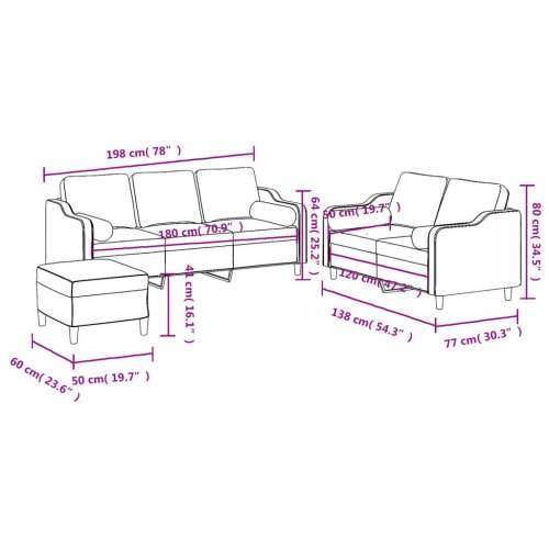 3-dijelni set sofa s jastucima smeđesivi od tkanine - Sivo-smeđa s jastucima i tabureom Cijena