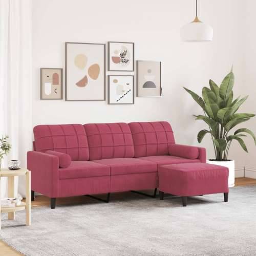 Trosjed s tabureom crvena boja vina 180 cm baršunasti - boja crnog vina 180 cm Cijena