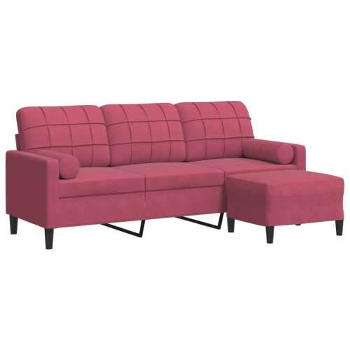 Trosjed s tabureom crvena boja vina 180 cm baršunasti - boja crnog vina 180 cm Cijena