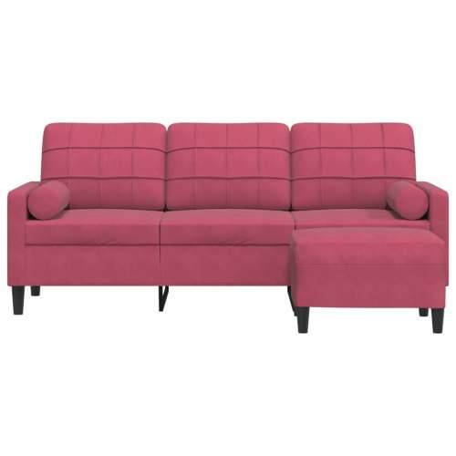 Trosjed s tabureom crvena boja vina 180 cm baršunasti - boja crnog vina 180 cm Cijena