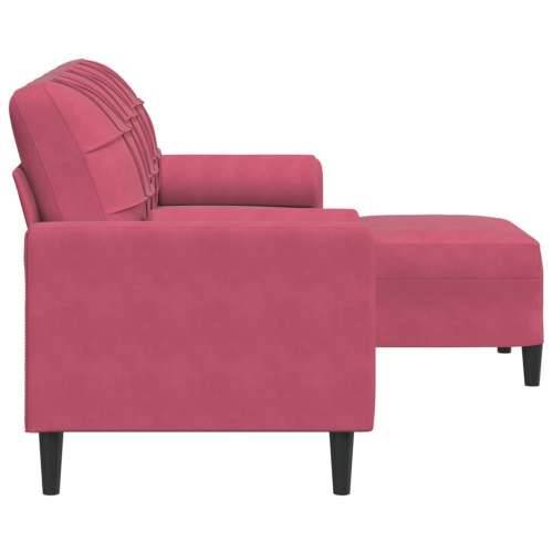 Trosjed s tabureom crvena boja vina 180 cm baršunasti - boja crnog vina 180 cm Cijena