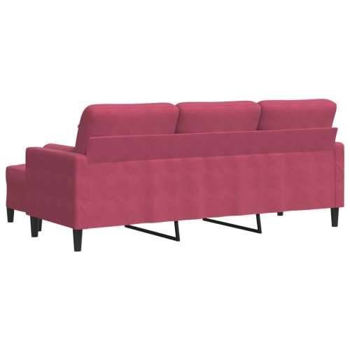Trosjed s tabureom crvena boja vina 180 cm baršunasti - boja crnog vina 180 cm Cijena