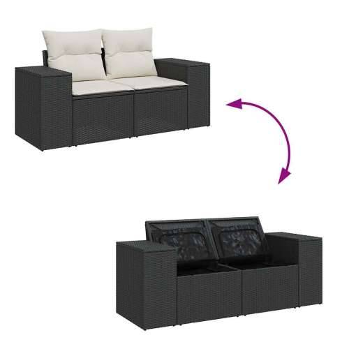 Vrtna garnitura - 6-dijelni set vrtnih sofa s jastucima crni od poliratana - Crna i krem sa spremištem 1 Cijena