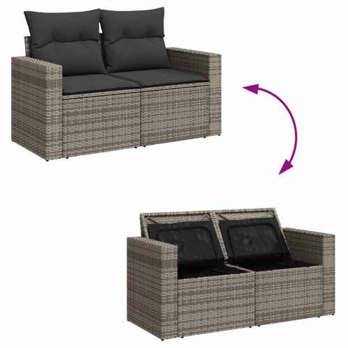 Vrtna garnitura - 11-dijelni set vrtnih sofa od poliratana s jastucima sivi Cijena