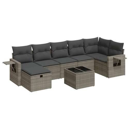 Vrtna garnitura - 8-dijelni set vrtnih sofa od poliratana s jastucima sivi - Siva sa spremištem 7 Cijena