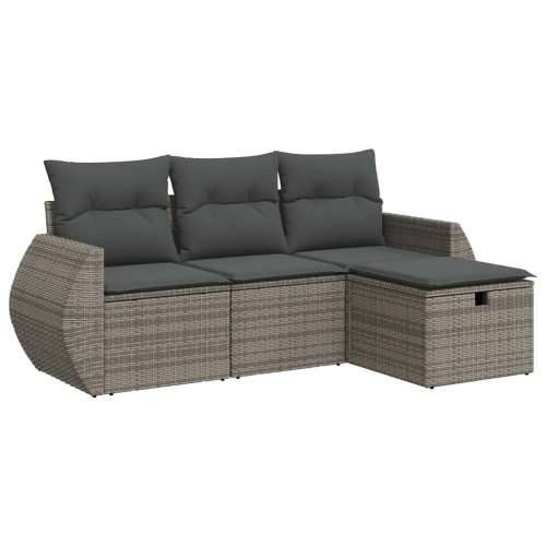 Vrtna garnitura - 4-dijelni set vrtnih sofa od poliratana s jastucima sivi - Siva sa spremištem 1 Cijena