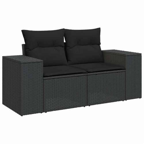 Vrtna garnitura - 7-dijelni set vrtnih sofa od poliratana s jastucima crni - Crna sa spremištem 7 Cijena
