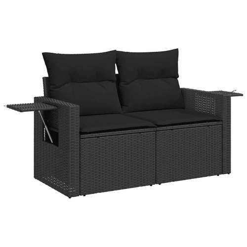 Vrtna garnitura - 6-dijelni set vrtnih sofa s jastucima crni od poliratana - Crna sa spremištem 1 Cijena