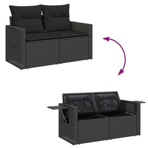 Vrtna garnitura - 6-dijelni set vrtnih sofa s jastucima crni od poliratana - Crna sa spremištem 1 Cijena
