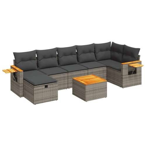Vrtna garnitura - 8-dijelni set vrtnih sofa od poliratana s jastucima sivi - Siva sa spremištem 7 Cijena