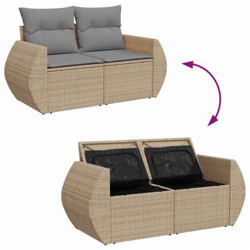 5-dijelni vrtni set sofa s jastucima bež od poliratana - bež i siva sa spremištem 1 Cijena
