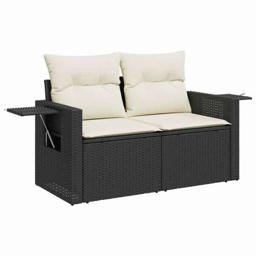 Vrtna garnitura - 4-dijelni set vrtnih sofa od poliratana s jastucima crni - Crna i krem sa spremištem 1 Cijena