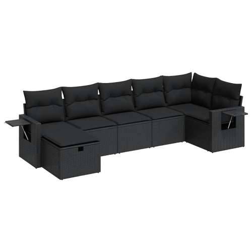 Vrtna garnitura - 7-dijelni set vrtnih sofa od poliratana s jastucima crni - Crna sa spremištem 7 Cijena