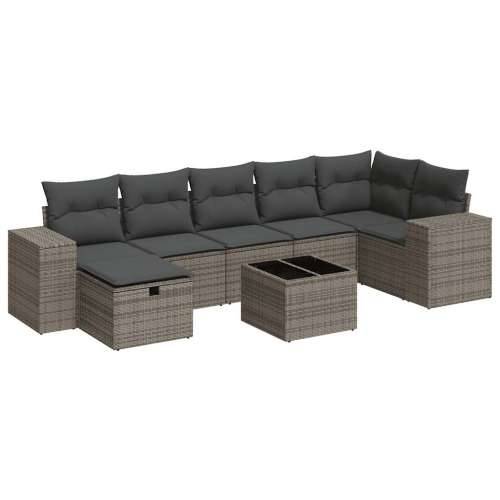 Vrtna garnitura - 8-dijelni set vrtnih sofa od poliratana s jastucima sivi - Siva sa spremištem 7 Cijena