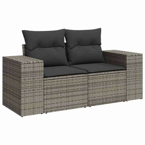 Vrtna garnitura - 8-dijelni set vrtnih sofa od poliratana s jastucima sivi - Siva sa spremištem 7 Cijena