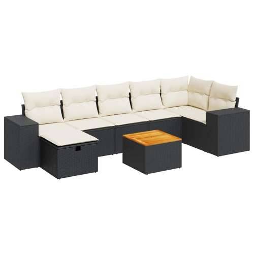 Vrtna garnitura - 8-dijelni set vrtnih sofa od poliratana s jastucima crni - Crna i krem stol + 3x srednja + 3x kutna + tabure 1 Cijena