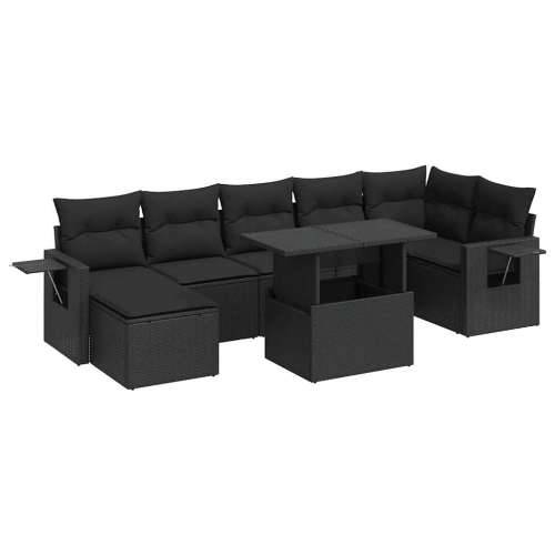 Vrtna garnitura - 8-dijelni set vrtnih sofa od poliratana s jastucima crni - Crna sa spremištem 1 Cijena