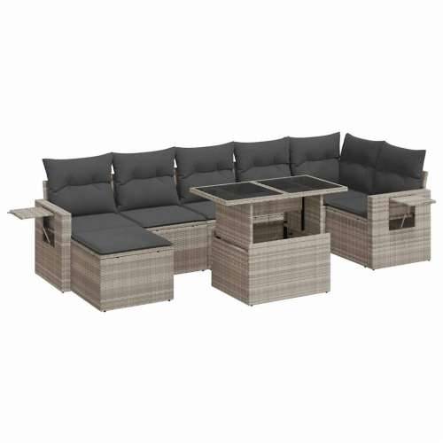Vrtna garnitura - 8-dijelni set vrtnih sofa od poliratana s jastucima svjetlosivi - Svjetlosiva sa spremištem 1 Cijena