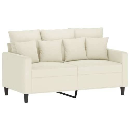 3-dijelni set sofa s jastucima krem baršunasti - Krema s jastučićima i tabureom Cijena