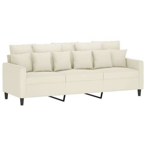 3-dijelni set sofa s jastucima krem baršunasti - Krema s jastučićima i tabureom Cijena