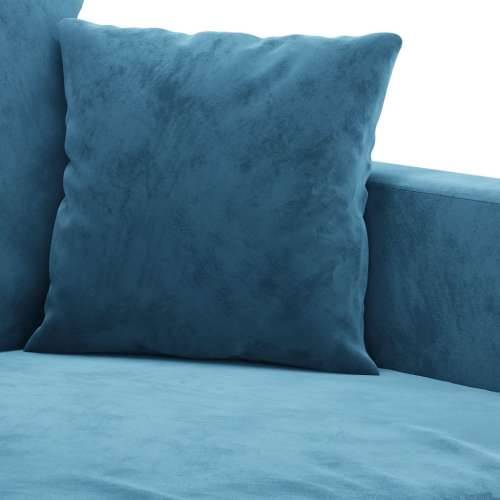 3-dijelni set sofa s jastucima plavi baršunasti - Plava s jastučićima i tabureom Cijena