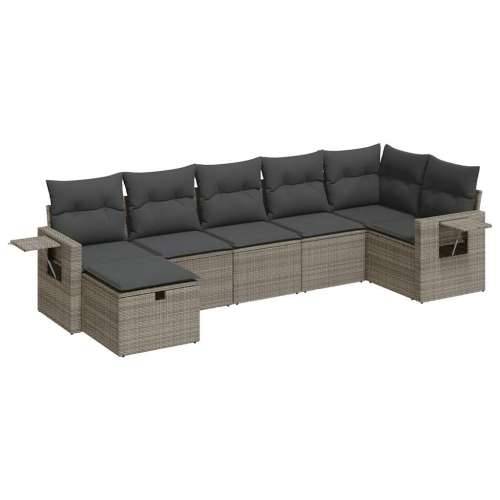 Vrtna garnitura - 7-dijelni set vrtnih sofa sivi od poliratana - Siva sa spremištem 7 Cijena