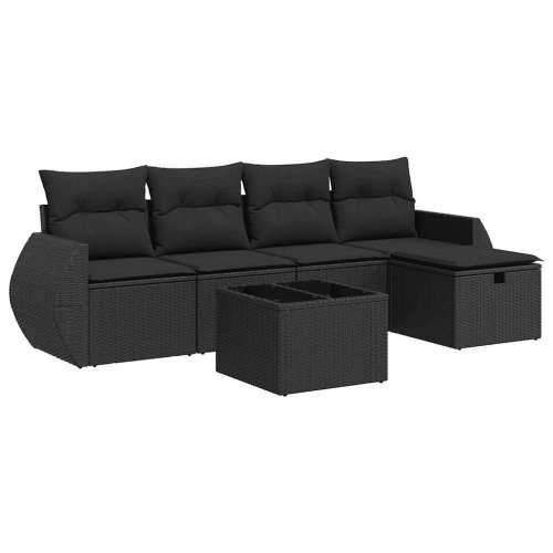 Vrtna garnitura - 6-dijelni set vrtnih sofa s jastucima crni od poliratana - Crna sa spremištem 5 Cijena