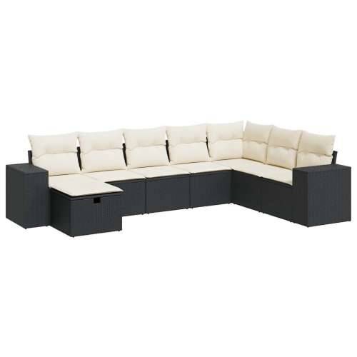 Vrtna garnitura - 8-dijelni set vrtnih sofa od poliratana s jastucima crni - Crna i krem sa spremištem 8 Cijena
