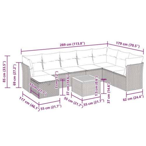 Vrtna garnitura - 9-dijelni set vrtnih sofa s jastucima crni od poliratana - Crna sa spremištem 1 Cijena