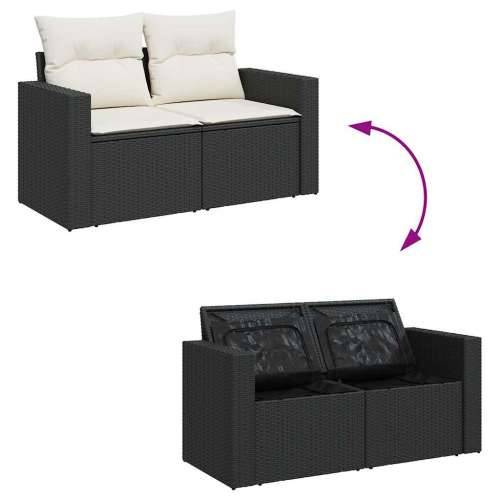 Vrtna garnitura - 7-dijelni set vrtnih sofa od poliratana s jastucima crni - Crna i krem sa spremištem 1 Cijena